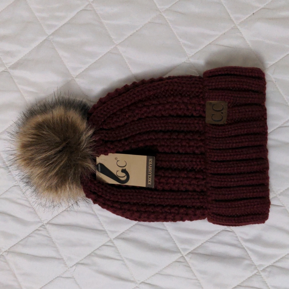 CC Fleece lined Maroon beenie